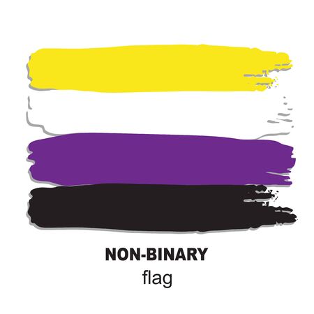 Non-binary flag isolated on white background. Gay pride symbol. Design element for banner, poster or leaflet. Grunge style.のイラスト素材