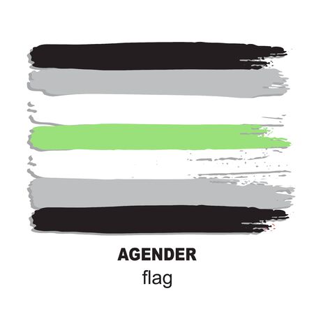 Agender flag isolated on white background. Gay pride symbol. Design element for banner, poster or leaflet. Grunge style.のイラスト素材