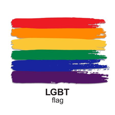 LGBT flag isolated on white background. Gay pride symbol. Design element for banner, poster or leaflet. Grunge style.のイラスト素材