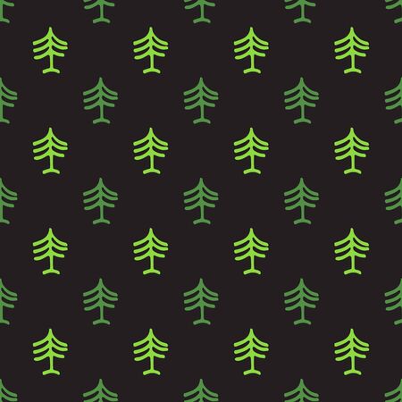 Seamless pattern with Christmas tree. Hand drawn style. Doodle style. Holiday New Year or Christmas vector illustration. Design element for banner, wallpaper, wrapping paper or fabric.のイラスト素材