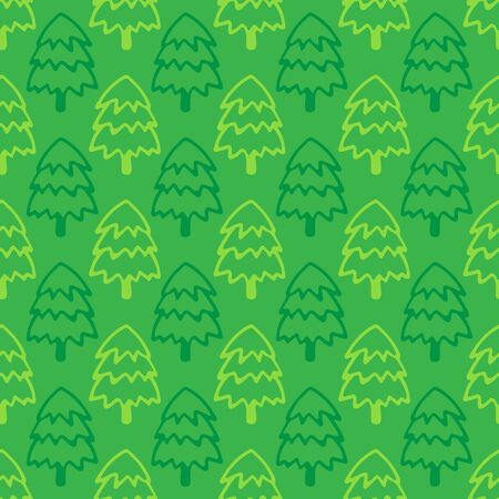 Seamless pattern with Christmas tree. Hand drawn style. Doodle style. Holiday New Year or Christmas vector illustration. Design element for banner, wallpaper, wrapping paper or fabric.のイラスト素材