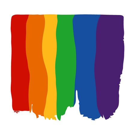 Rainbow flag isolated on white background.  Valentines Day vector illustration. Flat design.のイラスト素材