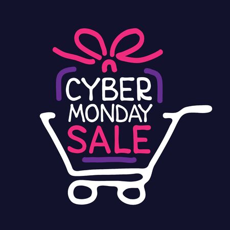 Template for Cyber Monday sale. Design element for poster, card, leaflet, price tag or banner. Vector illustration.のイラスト素材