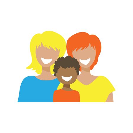 Gay couple with kid. LGBT family rights concept. Vector illustration. Flat design element for banner, leaflet, sticker, booklet.のイラスト素材