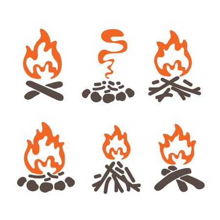 Campfire collection isolated on white background. Vector illustration. Design element for poster, leaflet, banner, booklet.のイラスト素材