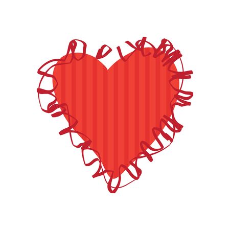 Red Valentines heart isolated on white background. Vector illustration. Design element for greeting card, magnet, leaflet, sticker, poster, booklet.のイラスト素材