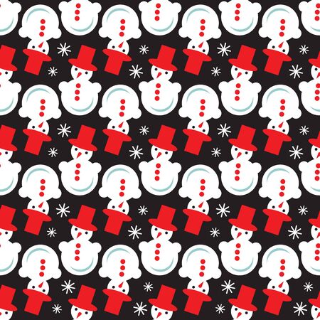 Seamless pattern with snowmans. Flat design. Christmas illustration. Design element for wallpaper, wrapping paper, banner or fabric.のイラスト素材