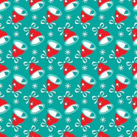 Seamless pattern with Christmas bell. Flat design. Christmas illustration. Design element for wallpaper, wrapping paper, banner or fabric.のイラスト素材