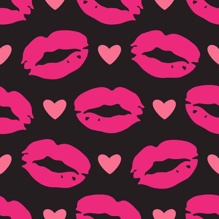 Abstract seamless pattern with colored lips. Valentines Day vector illustration. Love and romantic symbol. Design element for fabric, wallpaper or wrapping paper.のイラスト素材