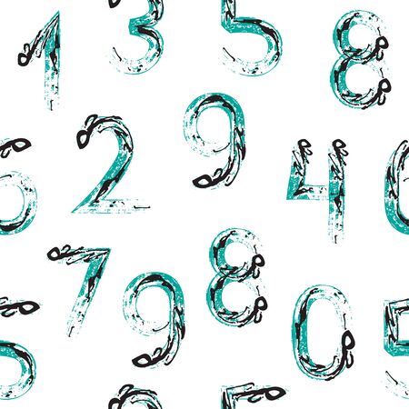 Seamless pattern with numbers. Design element for wallpaper, wrapping paper or fabric. Numerology, astronumerology and human design character. Vector illustration.のイラスト素材