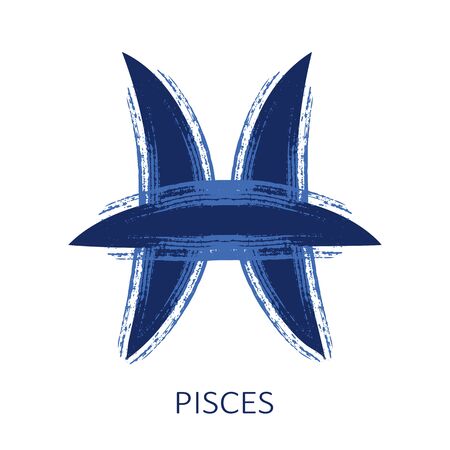 Zodiac sign Pisces isolated on white background. Zodiac constellation. Floral pattern. Design element for horoscope and astrological forecast.のイラスト素材