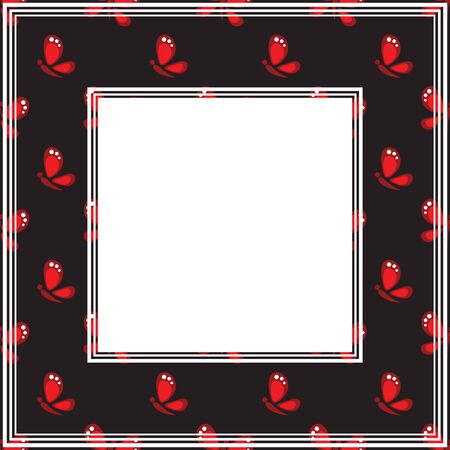 Abstract romantic border with butterfly. Vector illustration. Design for photo frame, poster or home decor.のイラスト素材