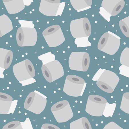 Seamless pattern with toilet paper. Coronavirus panic. COVID-19 conceptual vector illustration.  Design element for fabric. Banner, wallpaper, wrapping paper.のイラスト素材