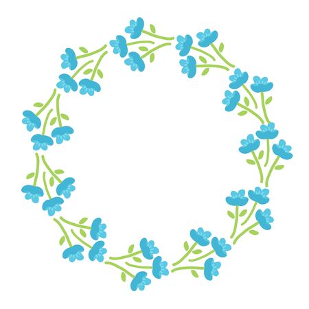 Spring border with forget-me-not isolated on whiteのイラスト素材
