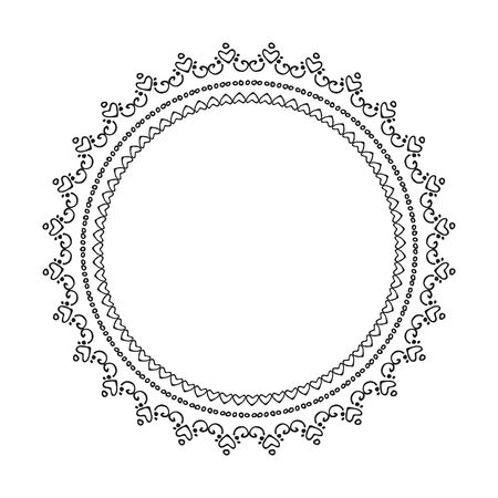 Circle frame with romantic ornament. Hand drawn style. Vector illustration. Design element for greeting card, poster, leaflet, sticker, booklet, cover.のイラスト素材