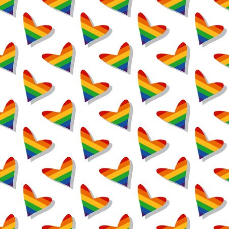 Seamless pattern with gay rainbow hearts. LGBT pride symbol. Design element for fabric, banner, wallpaper or gift wrap.のイラスト素材