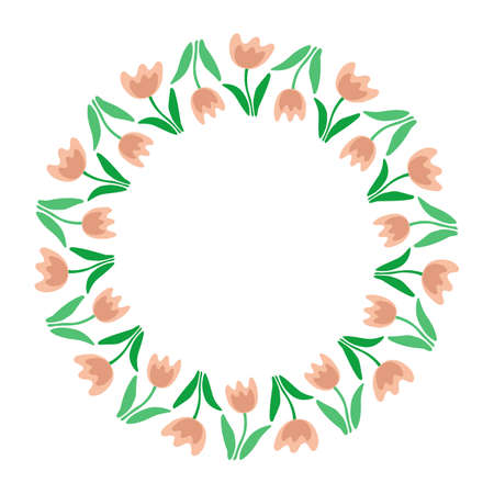 Circle frame with floral ornament. Vector illustration. Design element for greeting card, poster, leaflet, booklet, cover.のイラスト素材