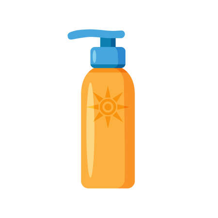 Sunscreen cream or oil isolated on white background.