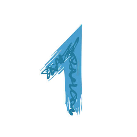 Grunge number 1 isolated on white background. Vector illustration. Design element for poster, leaflet, booklet, social media, greeting card.のイラスト素材