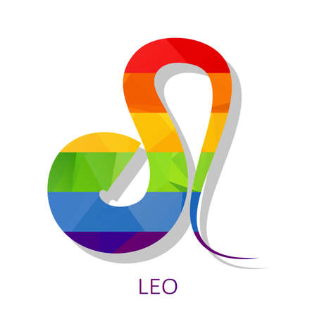 Zodiac sign Leo isolated on white background. LGBT flag. Design element for horoscope and astrological forecast. Vector illustration.のイラスト素材