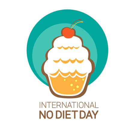 International Diet Day concept. Vector illustration. Cupcake isolated. Design element for leaflet, poster, sticker, banner.のイラスト素材