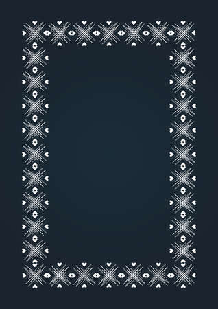 Doodle hand drawn white border isolated on chalkboard background. Vector illustration. Curly ornate swoosh border. Cute romantic curlicue scrawl style.のイラスト素材