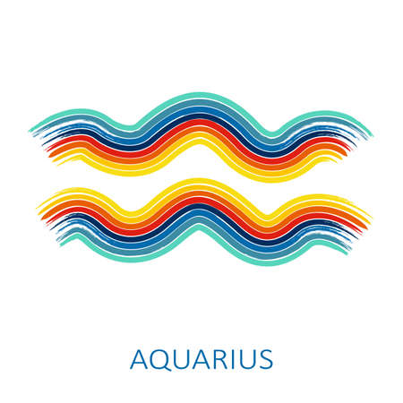 Zodiac sign Aquarius isolated on whiteのイラスト素材
