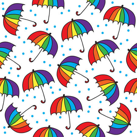 Seamless pattern with gay rainbow umbrella. LGBT pride symbol. Design element for fabric, banner, wallpaper or gift wrap. Pride month.のイラスト素材