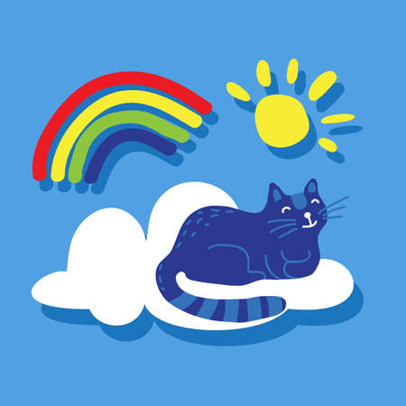 Cat and rainbow. The souls of pets in heaven.のイラスト素材