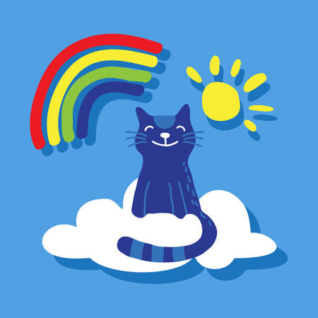 Cat and rainbow. The souls of pets in heaven.のイラスト素材