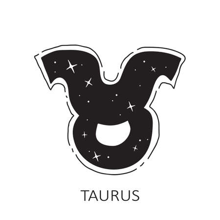 Zodiac sign Taurus isolated on white background. Zodiac constellation. Design element for horoscope and astrological forecast. Vector illustration.のイラスト素材