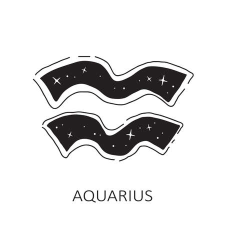 Zodiac sign Aquarius isolated on white background. Zodiac constellation. Design element for horoscope and astrological forecast. Vector illustration.のイラスト素材