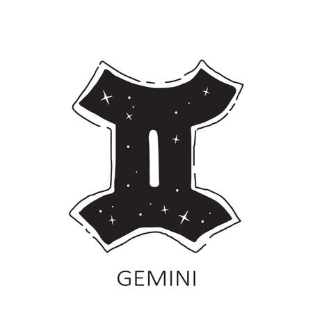 Zodiac sign Gemini isolated on white background. Zodiac constellation. Design element for horoscope and astrological forecast. Vector illustration.のイラスト素材