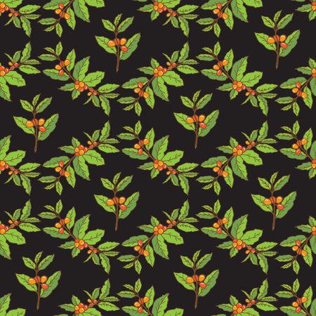 Pattern with the coffee branch.のイラスト素材