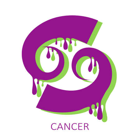 Zodiac sign Cancer isolated on white background. Design element for horoscope and astrological forecast. Halloween characters. Flat design vector illustration.のイラスト素材