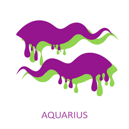 Zodiac sign Aquarius isolated on white background. Design element for horoscope and astrological forecast. Halloween characters. Flat design vector illustration.のイラスト素材