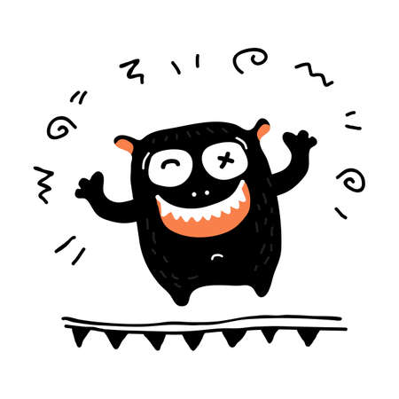 Cute monster isolated on white background. Halloween characters vector illustration. Flat design element for poster, banner, leaflet, sticker, magnet.のイラスト素材