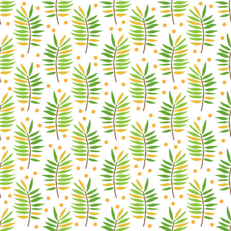 Seamless pattern with autumn leaves on white background. Vector illustration. Flat design element...
