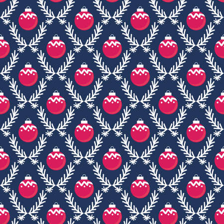 Seamless pattern with Christmas balls. Holiday New Year or Christmas vector illustration. Design element for banner, wallpaper, wrapping paper or fabric.のイラスト素材
