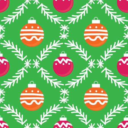 Seamless pattern with Christmas balls. Holiday New Year or Christmas vector illustration. Design element for banner, wallpaper, wrapping paper or fabric.のイラスト素材