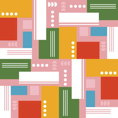 Abstract seamless pattern with colorful mosaic elements. Vector illustration. Design for banner, wrapping paper, wallpaper or fabric.のイラスト素材