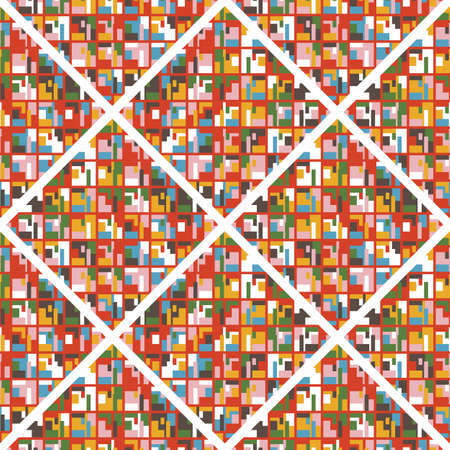 Abstract seamless pattern with colorful mosaic elements. Vector illustration. Design for banner,...