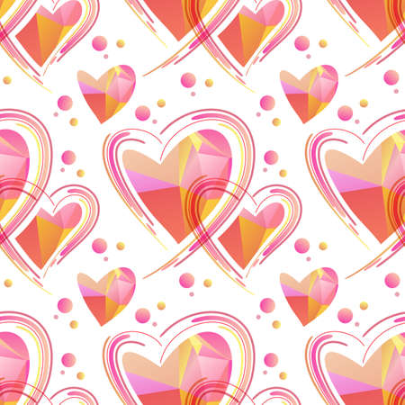 Seamless pattern with Valentines hearts. Vector illustration. Design element for fabric, wallpaper, wrapping paper, banner.のイラスト素材