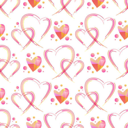 Seamless pattern with Valentines hearts. Vector illustration. Design element for fabric, wallpaper, wrapping paper, banner.のイラスト素材