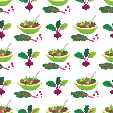 Mangold or swiss chard or beetroot seamless paper. Healthy food nutrition product. Lifestyle concept, culinary herb. Design element for fabric, wallpaper, wrapping paper, menu, farm product promotion, healthy food, culinary.のイラスト素材