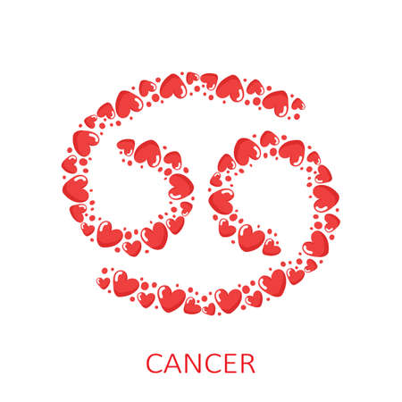 Zodiac sign Cancer isolated on white background. Zodiac constellation. Valentines Day illustration for horoscope and astrological forecast. vector illustration.のイラスト素材