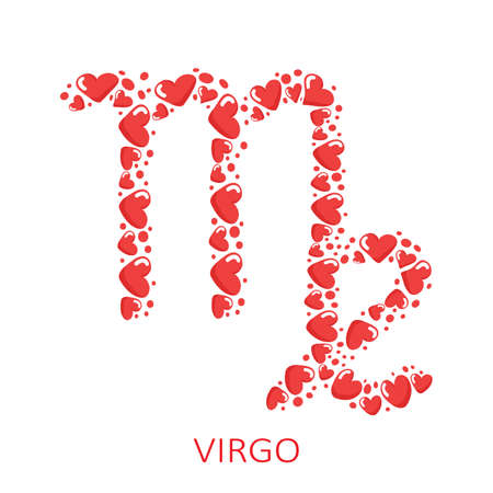Zodiac sign Virgo isolated on white background. Zodiac constellation. Valentines Day illustration for horoscope and astrological forecast. vector illustration.のイラスト素材
