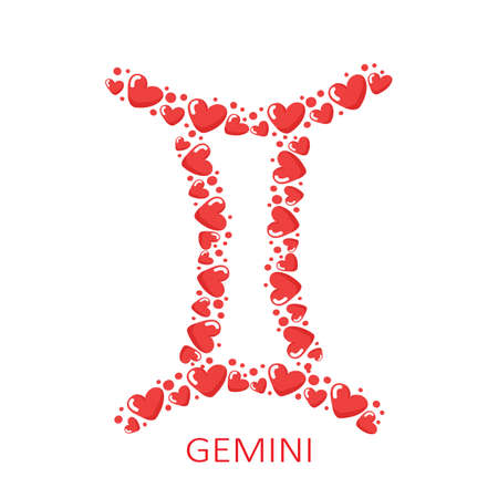 Zodiac sign Gemini isolated on white background. Zodiac constellation. Valentines Day illustration for horoscope and astrological forecast. vector illustration.のイラスト素材