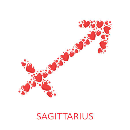 Zodiac sign Sagittarius isolated on white background. Zodiac constellation. Valentines Day illustration for horoscope and astrological forecast. vector illustration.のイラスト素材