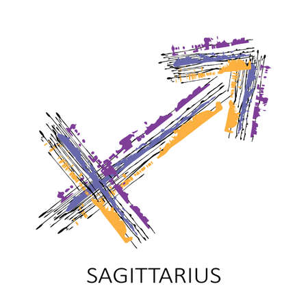 Zodiac sign Sagittarius isolated on white background. Zodiac constellation. Design element for horoscope and astrological forecast. Vector illustration.のイラスト素材
